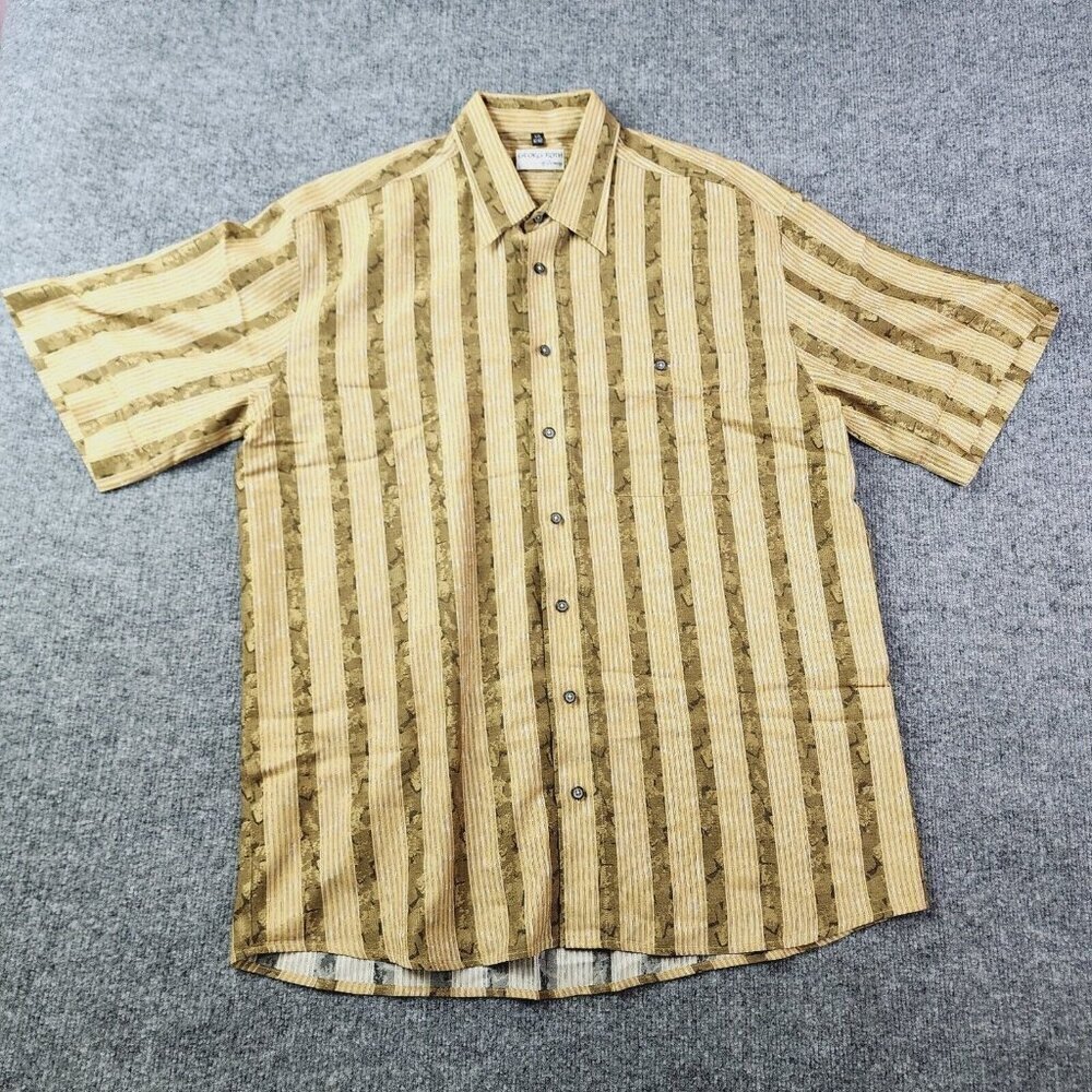 Vintage Georg Roth Of Germany Mens Large Casual Button Down‎ Shirt Short Sleeve